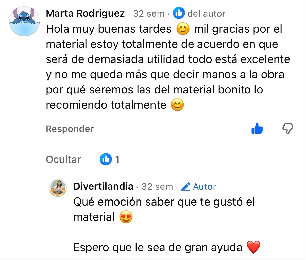 Captura de testimonio de una maestra que compró Mi Aula Bonita