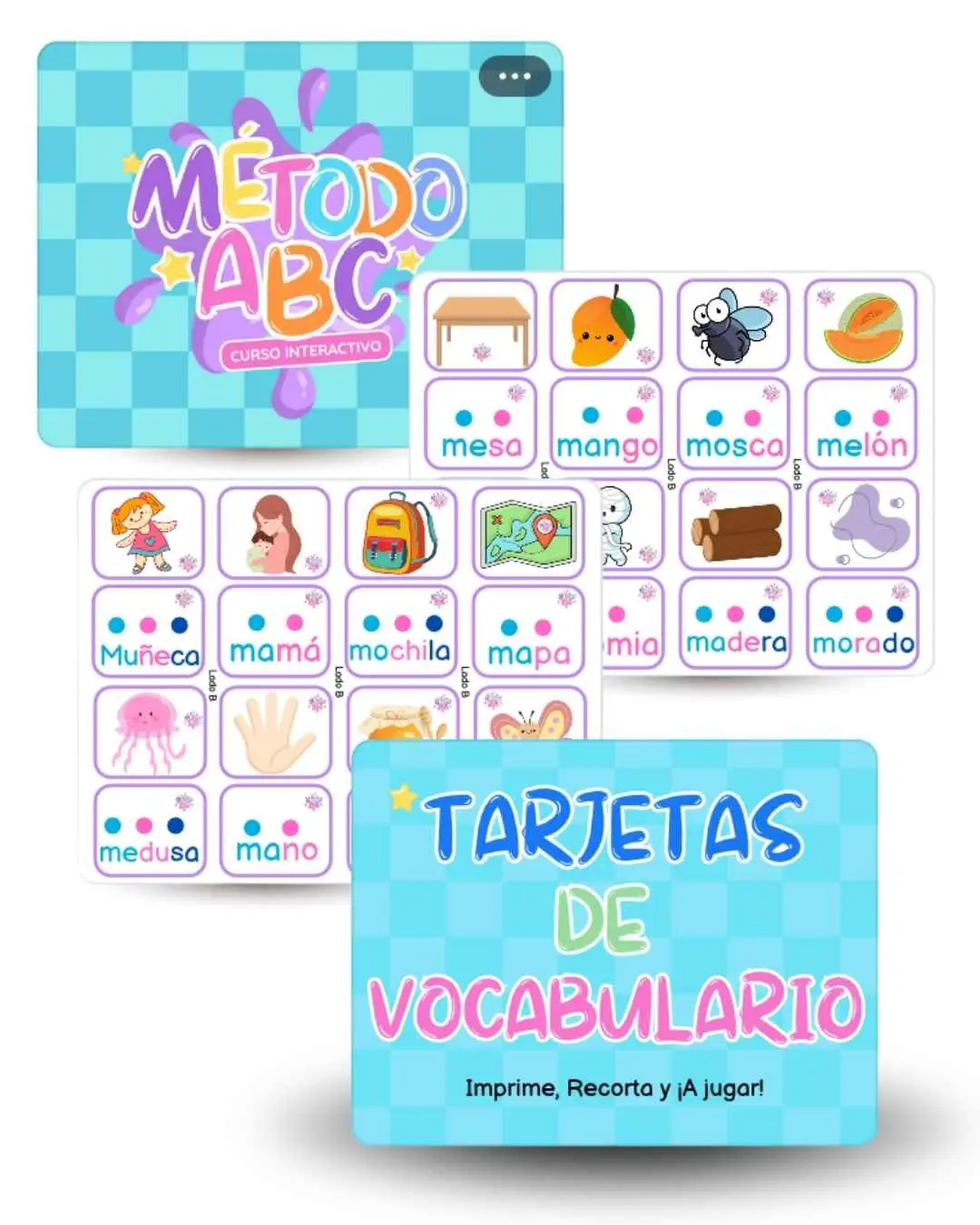 Tarjetas de vocabulario de la letra M